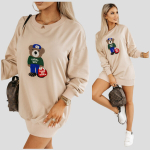 Naiste pikk puuvillane džemper Teddy, beež