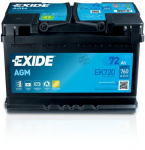 K&auml;ivitusaku Exide AGM 72Ah 760A 278x175x190 -+