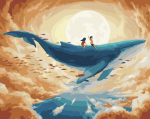 Maalimine numbrite j&auml;rgi - maalimise komplekt 40x50 cm. "Whale in the clouds"
