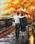 Maalimine numbrite j&auml;rgi - maalimise komplekt 40x50 cm. "A couple under an umbrella"