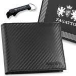 Meeste nahast rahakott Carbon RFID Secure, must