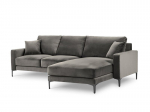 Parempoolne nurgadiivan velvet sofa Venus, 4 istekohta, helehall