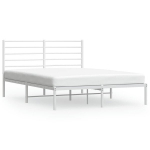 vidaXL metallist voodiraam peatsiga, valge, 160x200 cm