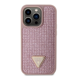 Guess Case iPhone 14 Pro 6.1 GUHCP14LHDGTPP roosa k&otilde;va &uuml;mbris Rhinestone Triangle jaoks