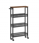 K&ouml;&ouml;gik&auml;ru kitsas 4 riiuliga, 13 x 45,4 x 77 cm , pruun ja must