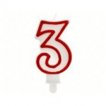 K&uuml;&uuml;nal number 3 punase kontuuriga, 7 cm