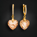 Naiste h&otilde;bedased k&otilde;rvar&otilde;ngad DiamondSky "Romantic Heart III (Colorado Topaz)" Swarovski kristallidega
