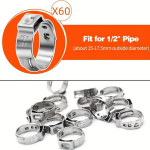 60tk Roostevaba Terasest PEX Klamberkomplekt - 1/2, 3/4, 1