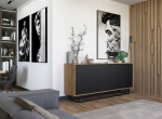 Kummut Meble Lindner Loft Wotan Tamm Must Matt 168 cm, 168 x 72 x 35