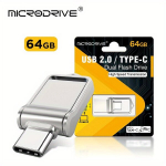 USB pulk USB V&auml;lkm&auml;lu 64GB OTG Metall USB 2.0 Kirjutusv&otilde;ti 64GB T&uuml;&uuml;p C K&otilde;rge Kiirus M&auml;lupulk MINI., Sidabrinis