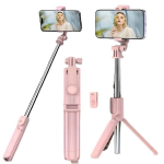 Mitmefunktsionaalne Pikendatav Selfiepulk Statiiv Eemaldatava Juhtmevaba Puldi, iPhone & Androidiga &Uuml;hilduv, Mitte-laetav Nupuga, ABS Materjal, Fotograafia & Video Salvestamiseks., Rožinis