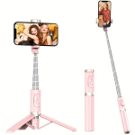 SelfieShow Alumiiniumisulamist Selfiepulk Integreeritud T&auml;itevalgusega, 360&deg; P&ouml;&ouml;ratava Telefonihoidjaga., Rožinis