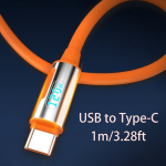 Ultra-vastupidav 120W 6A USB-C USB-A kiirlaadimiskaabel digitaalekraaniga., 1 m / 3,28 pėd