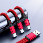 3-&uuml;hes USB-A-USB-C Kiirlaadimine Andmesidekaabel, 100W 6A - Punutud Nailonjuhe Android Telefonidele, Raudona