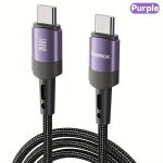 PD 100W USB C Kuni USB C Kaabel, 5A USB Type-C Kiire Laadimiskaabel IPhone 15 15 Pro/15 Pro Max MacBook Pro/Air Jaoks IPad Pro Mini 6 Samsung S23 S22 Z-flip Pixel jaoks., Violetinė