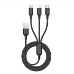 3-&uuml;hes USB Laadimiskaabel MFi Sertifitseeritud, Mitut Seadet Sobiv, Juoda