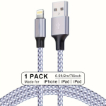 3-Pakk 3M Nailonpunutud USB Laadimiskaabel IPhoneile, 1 pakuotė &ndash; 6,6 pėdų (2 m)