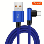Kiire Laadimine USB T&uuml;&uuml;p C Kaabel 90 Kraadi Nailonpunutis Andmekaabel Samsung Xiaomi Vivo OPPO jaoks., Mėlyna