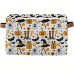 Suur Halloween-teemaline Kokkupandav Hoiukorv - Geomeetriline Muster, Kangast Korraldaja Magamistuppa ja Koju, Moliūgų kepurė