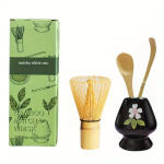 Bambusest Matcha Vispli Komplekt - 4tk Traditsioonilised T&ouml;&ouml;riistad Tee Valmistamiseks, Maža gėlė