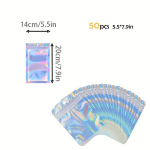 50tk/100tk Taassuletavad Mylar Kotid - 13 Erinevat Suurust Metallist Foolium Holograafiline Pakend., 14x20 cm (5,5x7,9 colio)