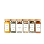 Klaasmaitseained Bambusest Kaantega 12tk/24tk, 120ml, 12 pakuočių bambukiniai dangteliai