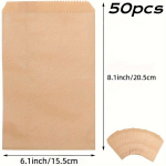 50tk/100tk Looduslik Kraft Paber Kotid, Toiduklassi Toidu S&auml;ilituskotid 3&times;5/4&times;6/5&times;7/6&times;8 Tolli Suupistekotid, 15,24&times;20,32 cm