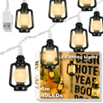 USB-toitega mini-vintage latern LED-valgusn&ouml;&ouml;r LIVMAN cxg002, 6m, 40 LED-i