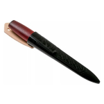 Morakniv Classic No. 1/0 nuga, s&uuml;sinikteras, puidust k&auml;epidemed, naturaalsest nahast tupsega