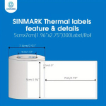 Sinmark 240-Pakk Termokleepsud, 50Mm X 90Mm - Mitmek&uuml;lgsed Isekleepuvad V&ouml;&ouml;tkoodi & Kommertskleepsud Termoprinteritele., 50 mm * 90 mm * 240 lak&scaron;tų