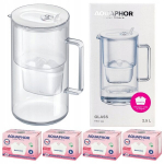 Aquaphor Glass klaasist filtrikann, valge + 4 Maxfor+ Mg filtrit