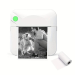 Kaasaskantav Mini Termoprinter - Monokroomne, USB Laetav, Juhtmevaba Tekstile, Fotodele & Siltidele. , Baltas
