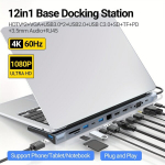 12-&uuml;hes USB-C jaotur 4K HDMI ja Ethernetiga., HDTV*2+VGA+RJ45 100M