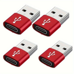 4Pakki USB-C USB-A Adapter, &Uuml;hildub Apple ja Androidiga, 4 Raudona