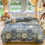 1tk 100% Puuvillast Harjatud Tekikott, Boho Triibuline Disain., Tamsiai mėlyna