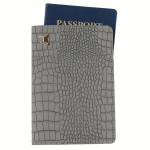 Moodne PU Nahast Krokodillimustriga Reisipassikaanetasku variant-28691, pilka
