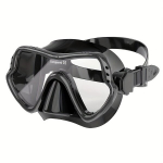 Professionaalne &Uuml;he Akna Suusamask, Karastatud Klaas, T&auml;iskasvanute Silikoonist Sukeldumisprillid., Juoda