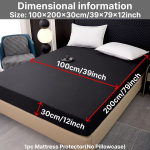 Veekindel Madratsikate - H&uuml;poallergiline Pol&uuml;esterkate, S&uuml;gavtasku Istuv, Masinpestav, Libisemiskindel Liivapinnaga, Hingav Pol&uuml;uretaankate, Vastupidav - 1 T&uuml;kk., Juoda