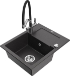 Graniidist k&ouml;&ouml;givalamu Mexen Enzo koos segisti ja sifooniga, Black granite+Black/Chrome