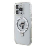 Karl Lagerfeldi iPhone 15 Pro Maxi kate (valge) koos alusega, MagSafe