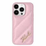 Karl Lagerfeld KLHCP15SPQDSMGP iPhone 15 | 14 | 13 6.1" r&oacute;żowy|pink hardcase Diagonal Quilted Script