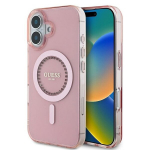 Guess GUHMP16SPFTDTEP iPhone 16 6.1" r&oacute;żowy|pink hardcase IML Rhinestones MagSafe