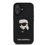 Telefonikate - KARL LAGERFELD - iPhone 16 - 3D kummidisain - Ikooniline figuur - Must