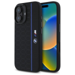 BMW BMHMP16S23SHEB iPhone 16 6.1"  czarny|black hardcase Silicone Hexagon Blue Line MagSafe