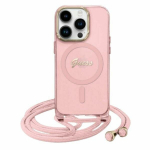 Guess GUHMP16SHCTSGNSP iPhone 16 6.1"  r&oacute;żowy|pink hardcase Crossbody Cord Script MagSafe