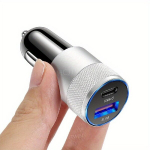 USB C Auto Laadimisadapter [Mini & Metall] 3.1A/15W Sigaretis&uuml;&uuml;taja USB Laadija Kiire Laadimine [PD QC 3.0] USBC Auto Telefoni Laadija, Juoda sidabrinė【USB+PD】