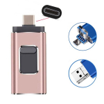 USB pulk USB-C M&auml;lupulk 128GB, 3-in-1 OTG Dual T&uuml;&uuml;p-C Nutitelefon Arvuti S&uuml;learvuti., Rožinis