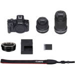 Digikaamera Canon EOS R50 + RF-S 18-45mm IS STM + RF-S 55-210mm IS STM + kinnitusadapter EF-EOS R (must)