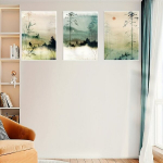 3tk Raamita Akvarell Loodusmaastik L&otilde;uend Kunstiprindid Seinakaunistus, 20x28x3 /50x70cmx3