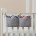 1tk Puuvillane Riidest Voodikott Kahekordse Taskuga Armas Riputatav. , #3 &ndash; tamsiai pilka